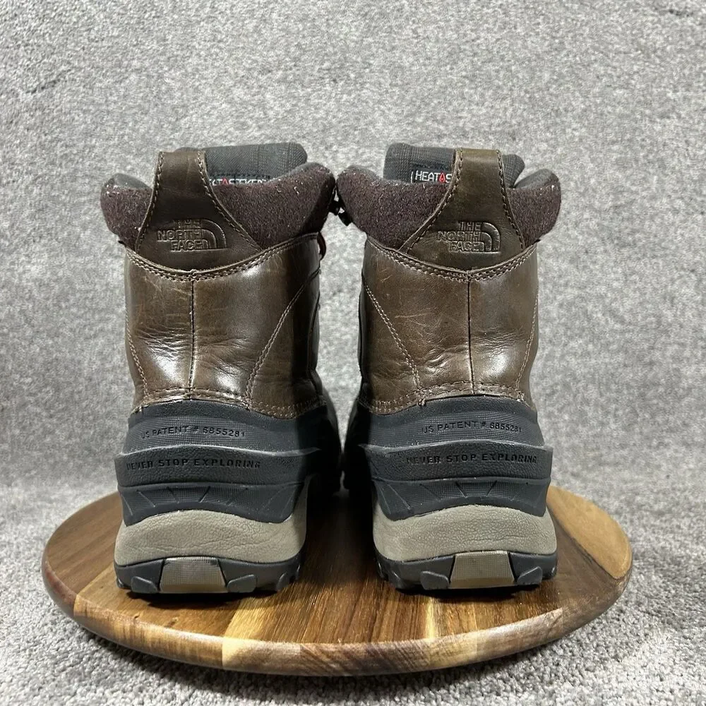 The North Face Chilkat II Luxe Mens Size 9 Black Brown Waterproof Winter Boots